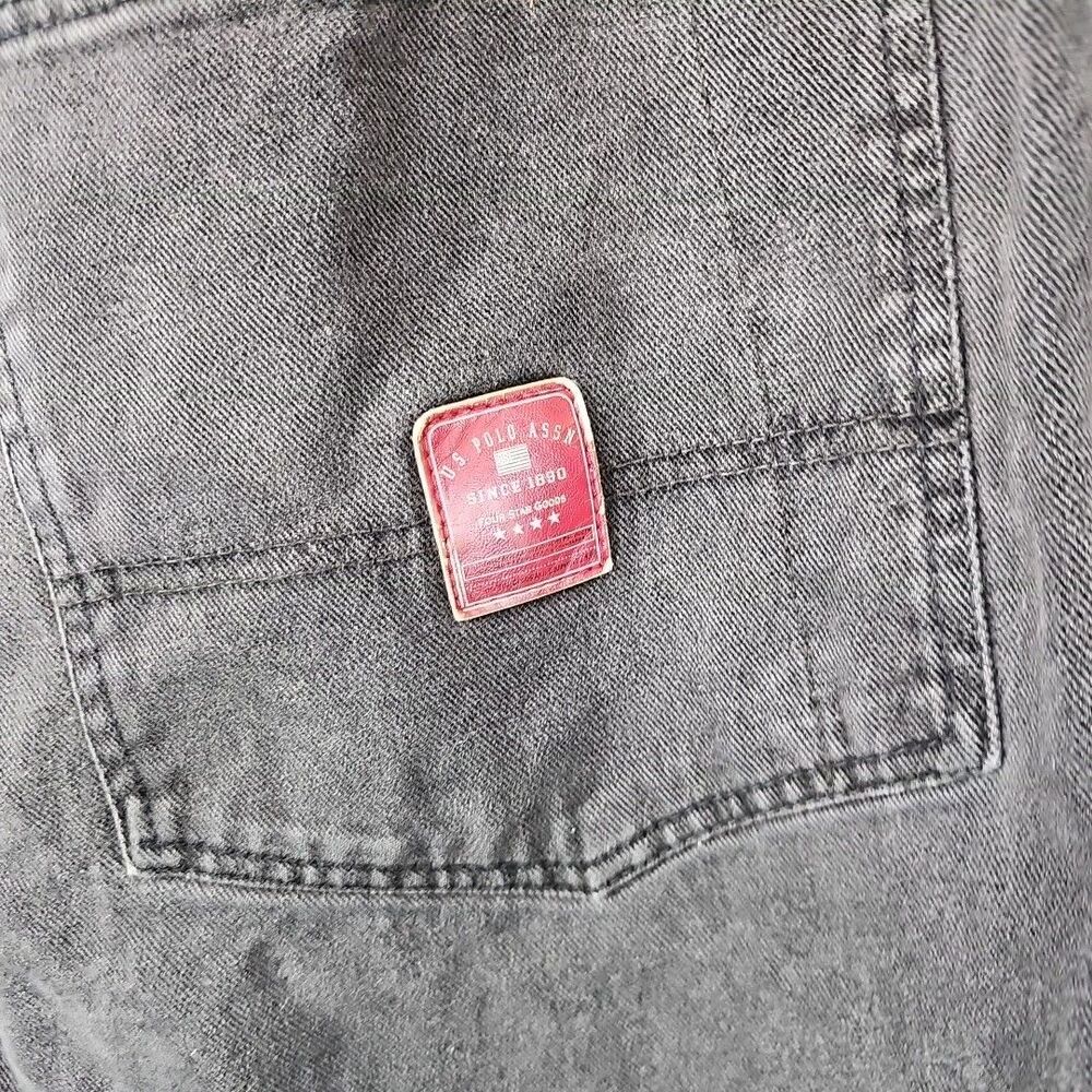 Men's Vintage US Polo Assn Black Denim Carpenter Jean Shorts Size 36 Distressed - Picture 8 of 9